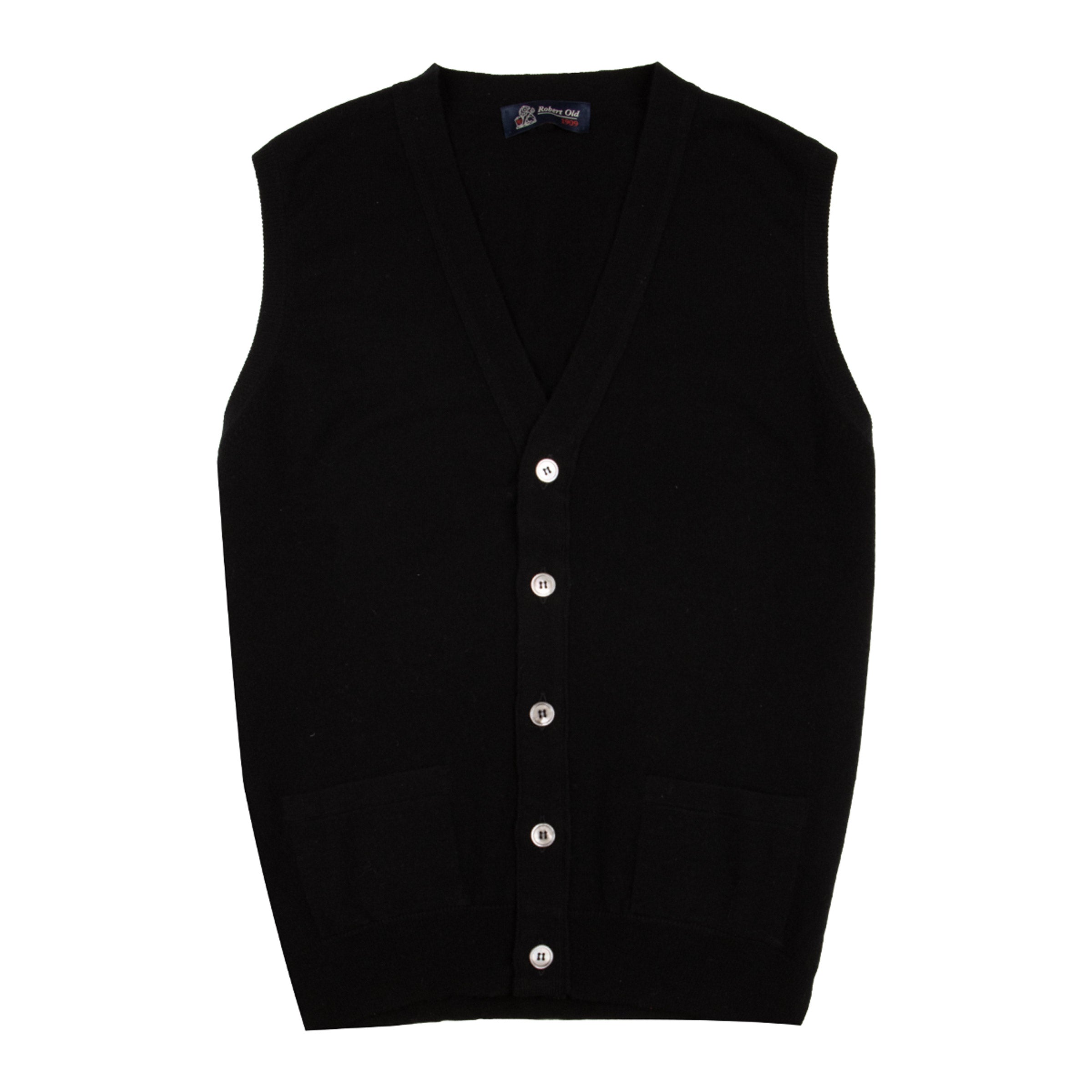 Robert Old - Black Beaulieu Cashmere Sleeveless Cardigan CASHMERE Robert Old
