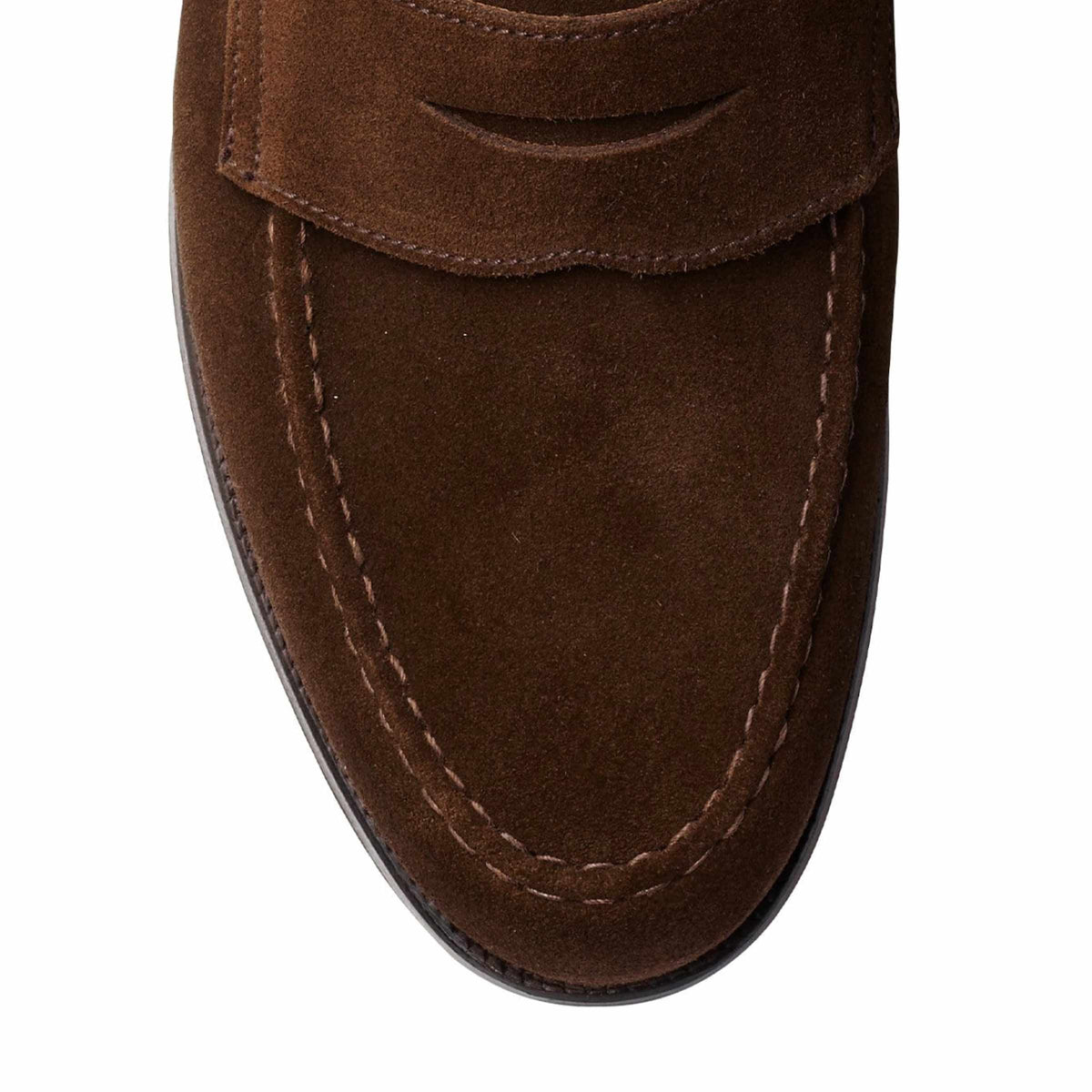 Crockett &amp; Jones - Dark Brown Boston Suede Penny Loafer SHOES Crockett &amp; Jones