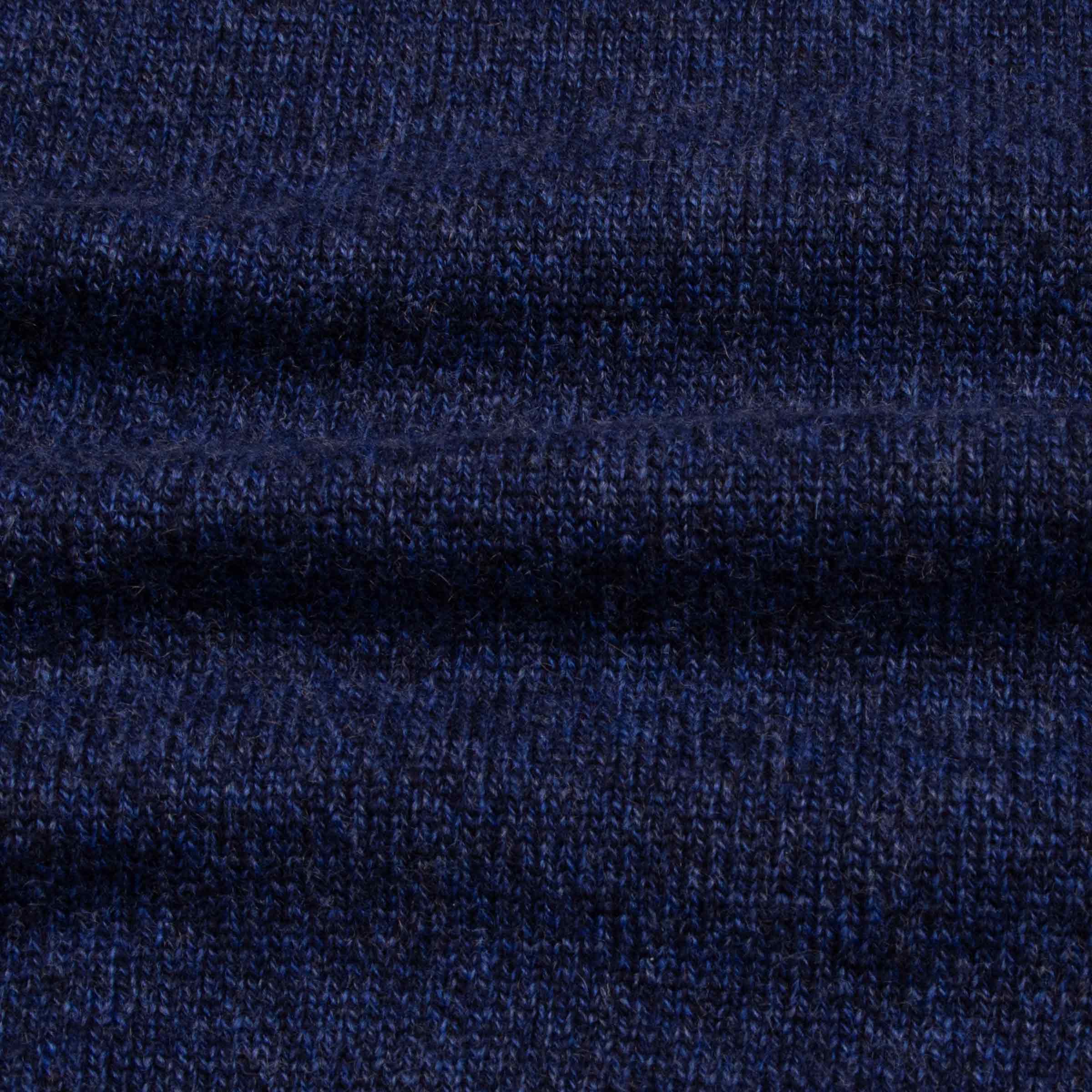Robert Old - The Bowmore 1/4 Zip Neck Cashmere Sweater - Navy Marl / Russet CASHMERE Robert Old
