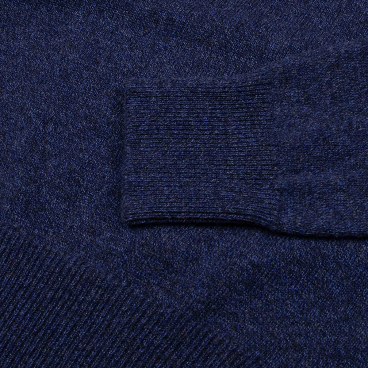 The Bowmore 1/4 Zip Neck Cashmere Sweater - Navy Marl / Russet CASHMERE Robert Old