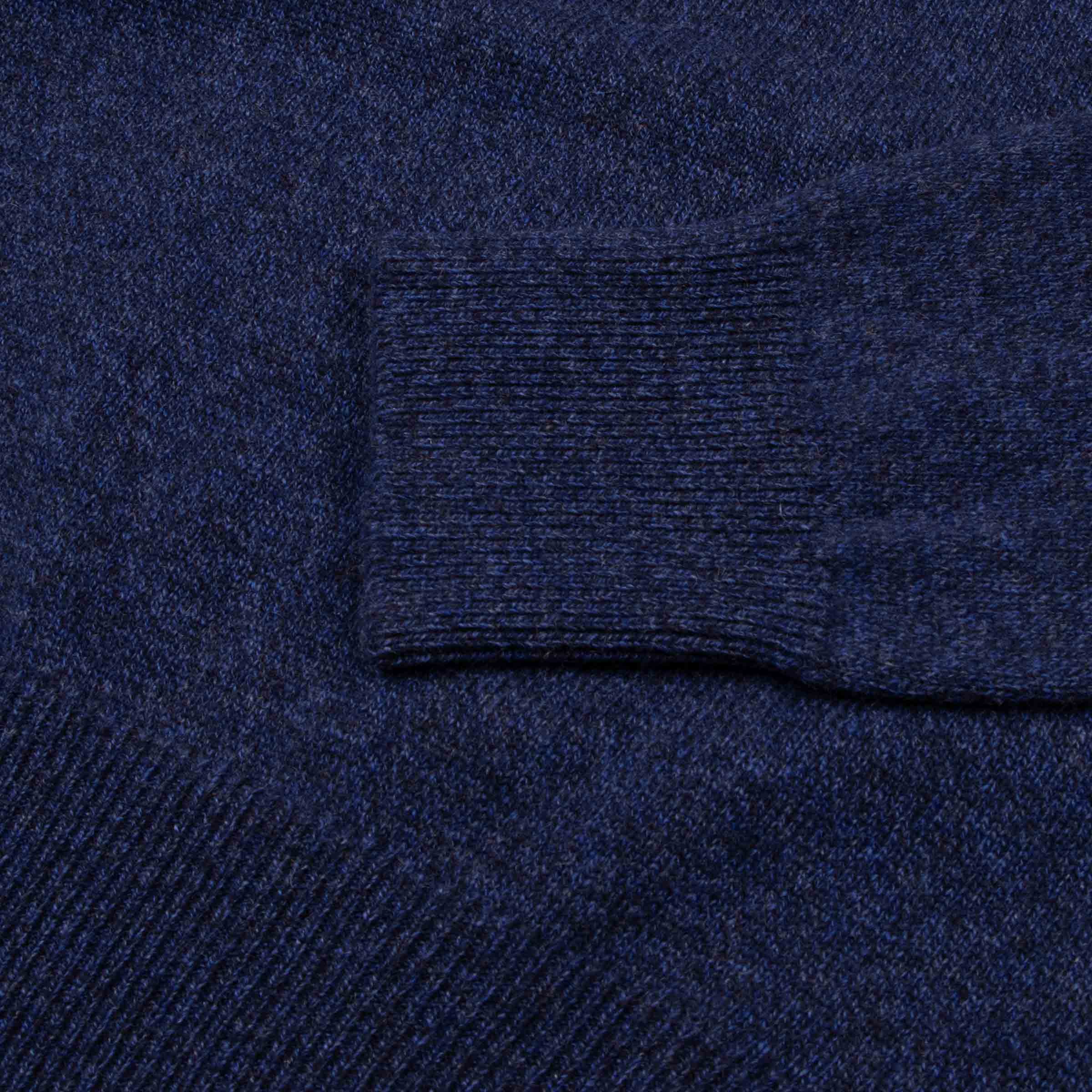 Robert Old - The Bowmore 1/4 Zip Neck Cashmere Sweater - Navy Marl / Russet CASHMERE Robert Old