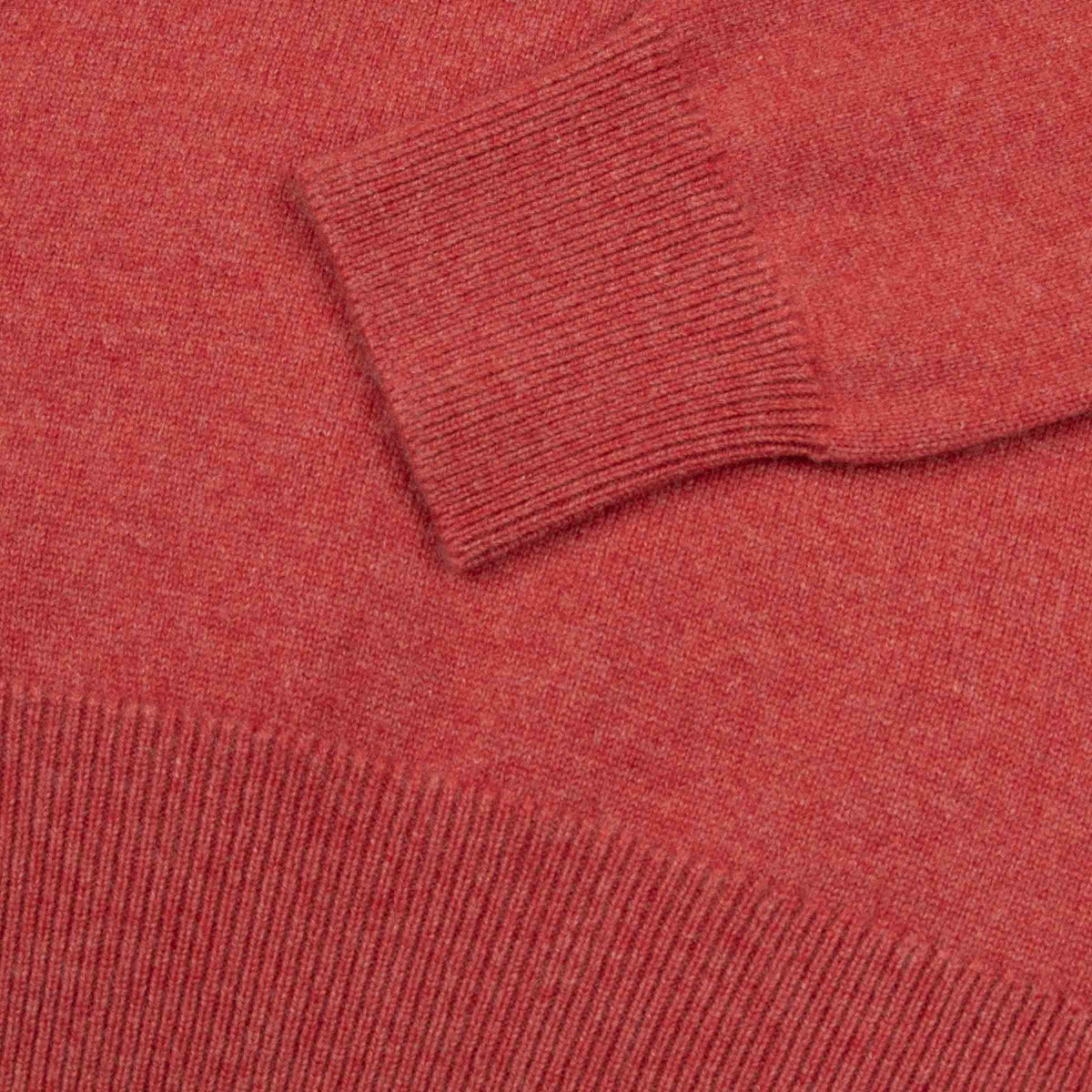 The Bowmore 1/4 Zip Neck Cashmere Sweater - Poppy / Lapis CASHMERE Robert Old