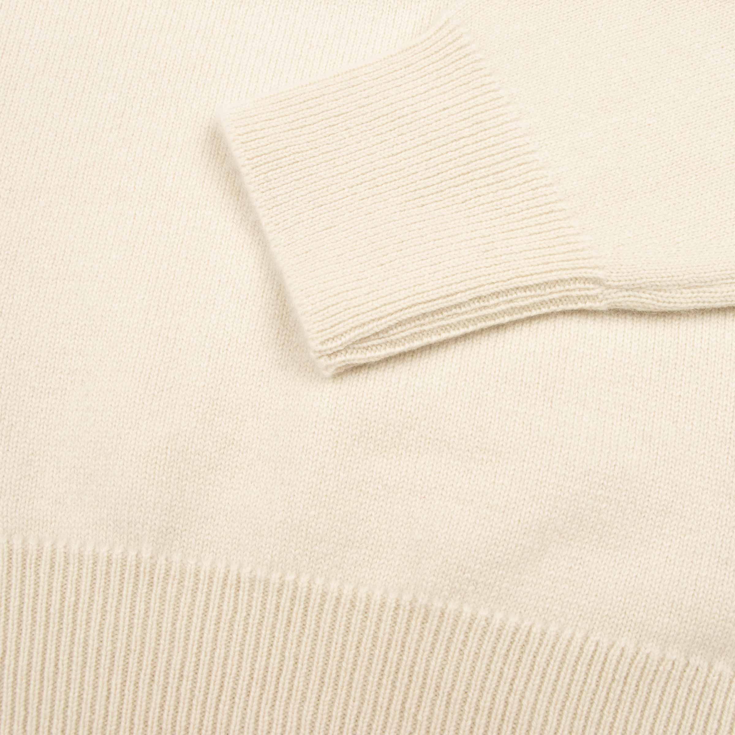Robert Old - The Bowmore 1/4 Zip Neck Cashmere Sweater - White Undyed / Smog CASHMERE Robert Old