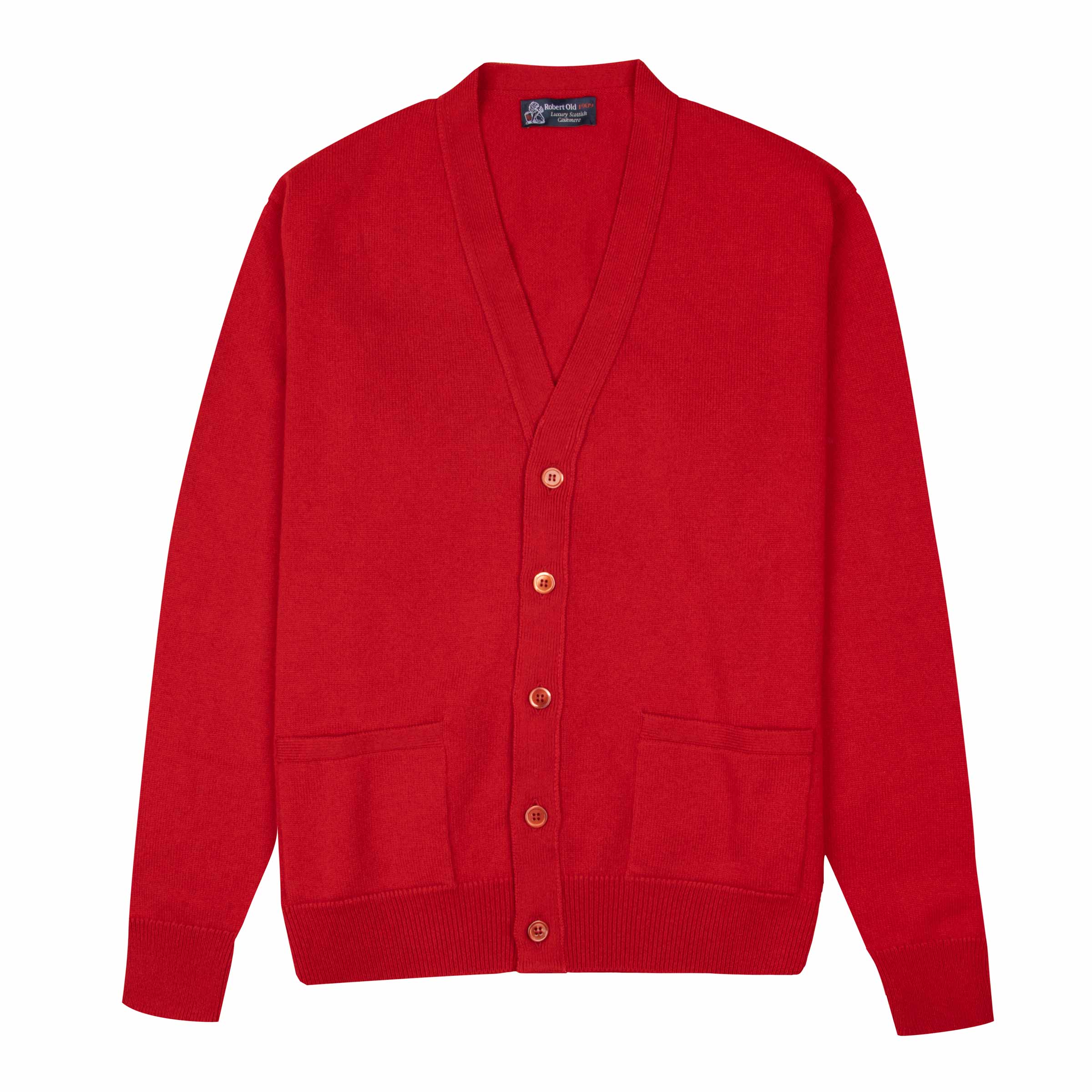 Ruby Red Mallaig 4ply Cashmere Cardigan CASHMERE Robert Old