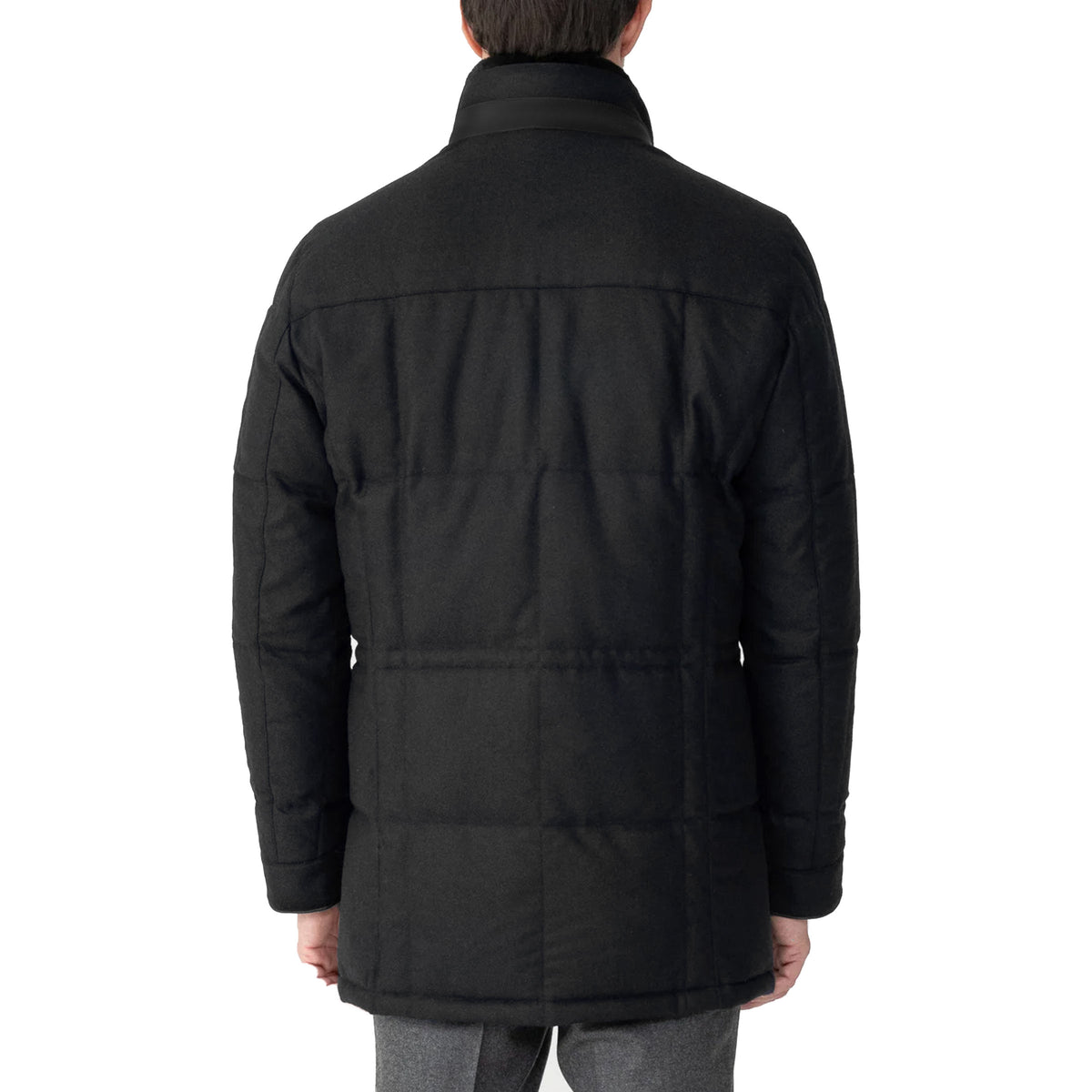 Black Italian Rain System Cashmere and Wool Padded Coat BLOUSONS Mandelli