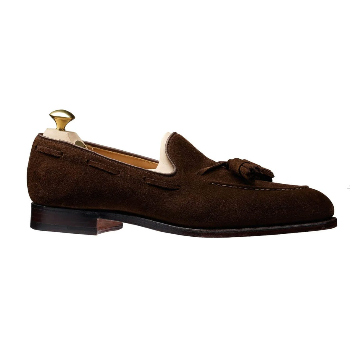 Crockett & Jones - Cavendish Dark Brown Calf Suede Tassel Loafer SHOES Crockett & Jones