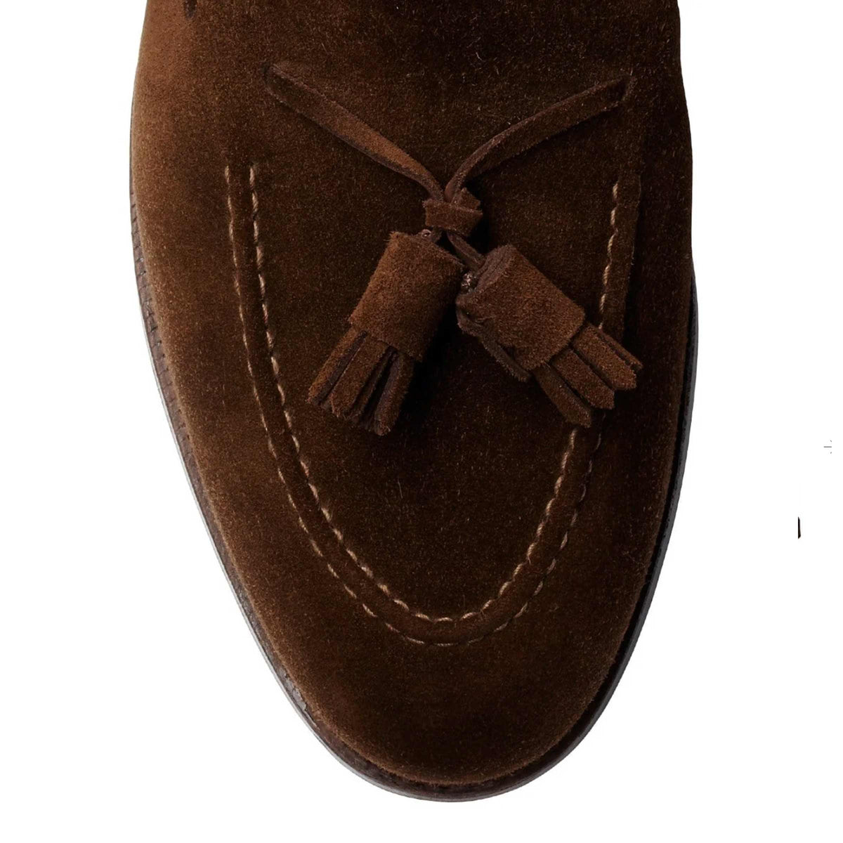 Crockett &amp; Jones - Cavendish Dark Brown Calf Suede Tassel Loafer SHOES Crockett &amp; Jones