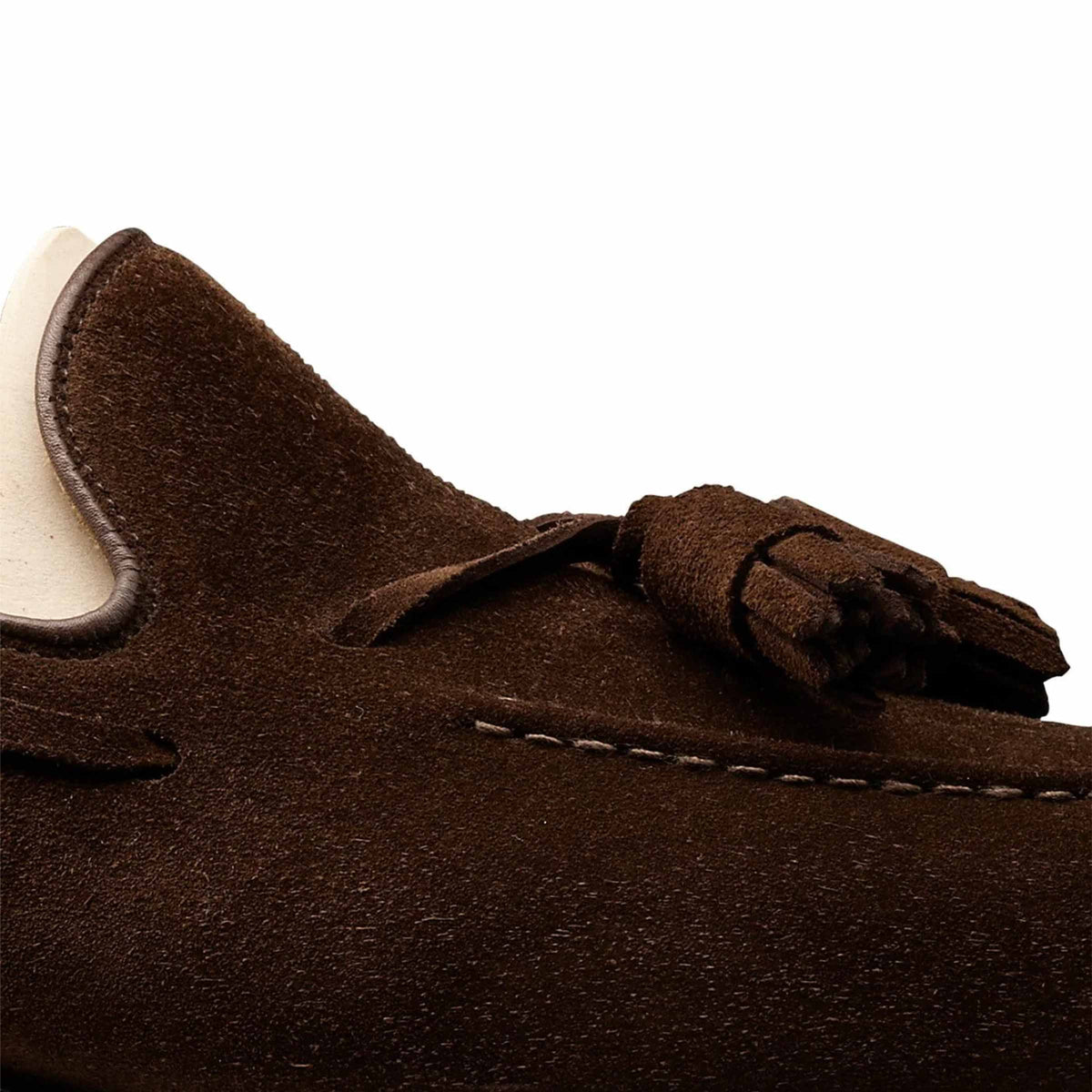 Crockett &amp; Jones - Cavendish Dark Brown Calf Suede Tassel Loafer SHOES Crockett &amp; Jones