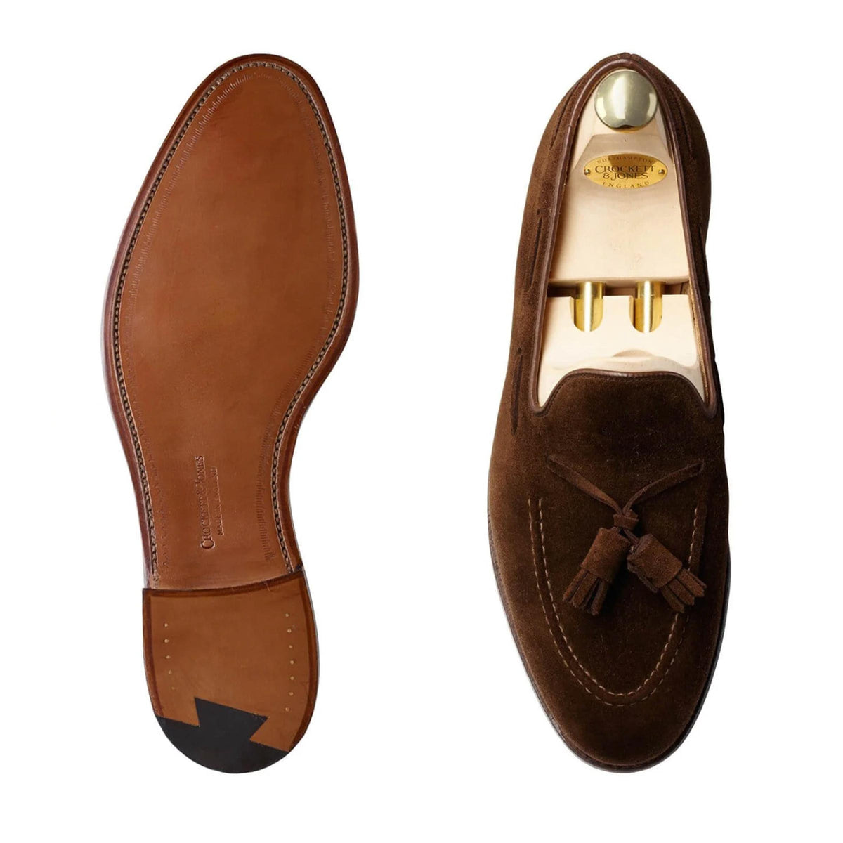 Crockett & Jones - Cavendish Dark Brown Calf Suede Tassel Loafer SHOES Crockett & Jones