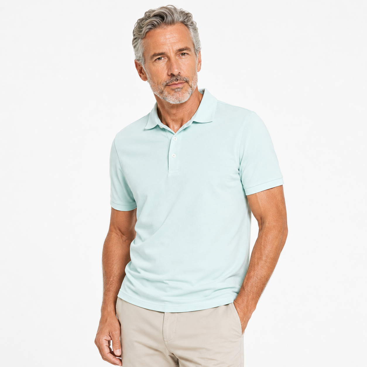 Robert Old - Aqua Blue Piqué Cotton Short Sleeve Polo Shirt S/S POLOS Robert Old