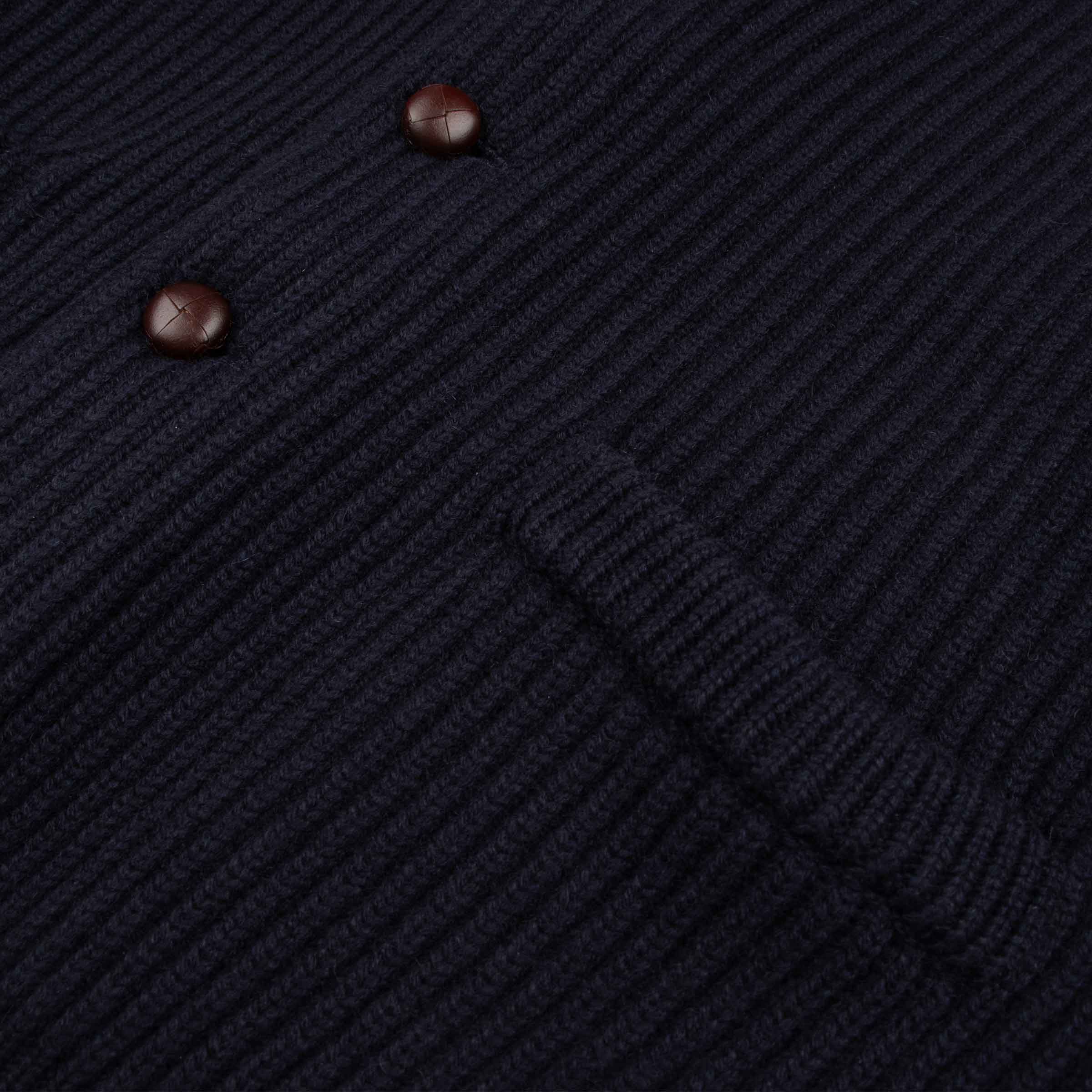 Robert Old - Dark Navy Colonial 8ply Cashmere Shawl Cardigan CASHMERE Robert Old