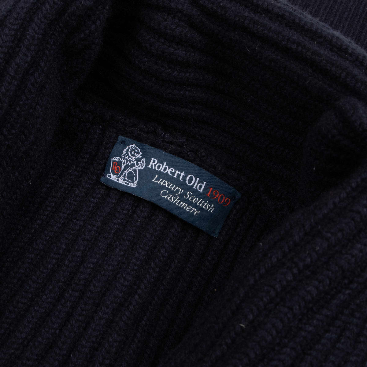 Dark Navy Colonial 8ply Cashmere Shawl Cardigan CASHMERE Robert Old