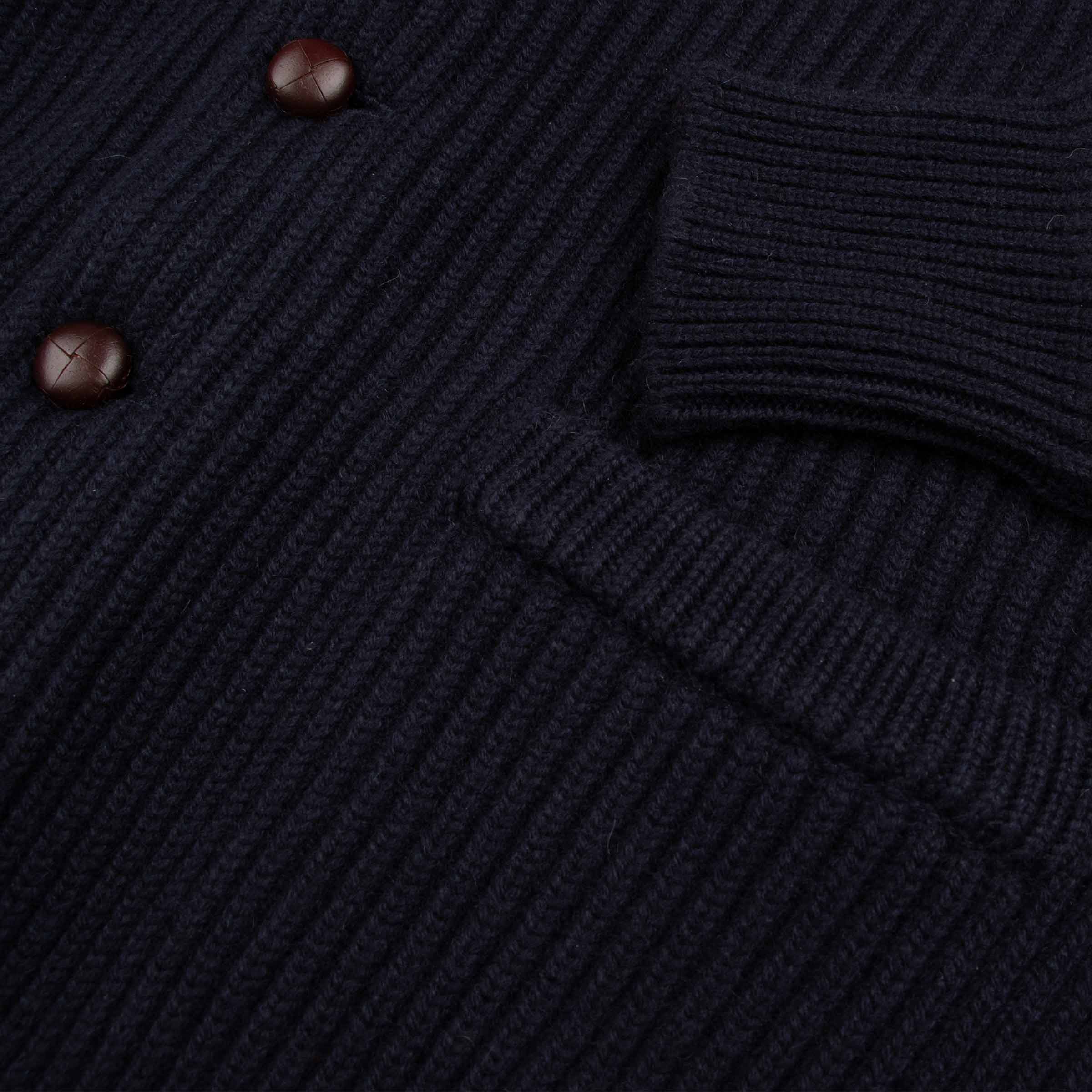 Robert Old - Dark Navy Colonial 8ply Cashmere Shawl Cardigan CASHMERE Robert Old