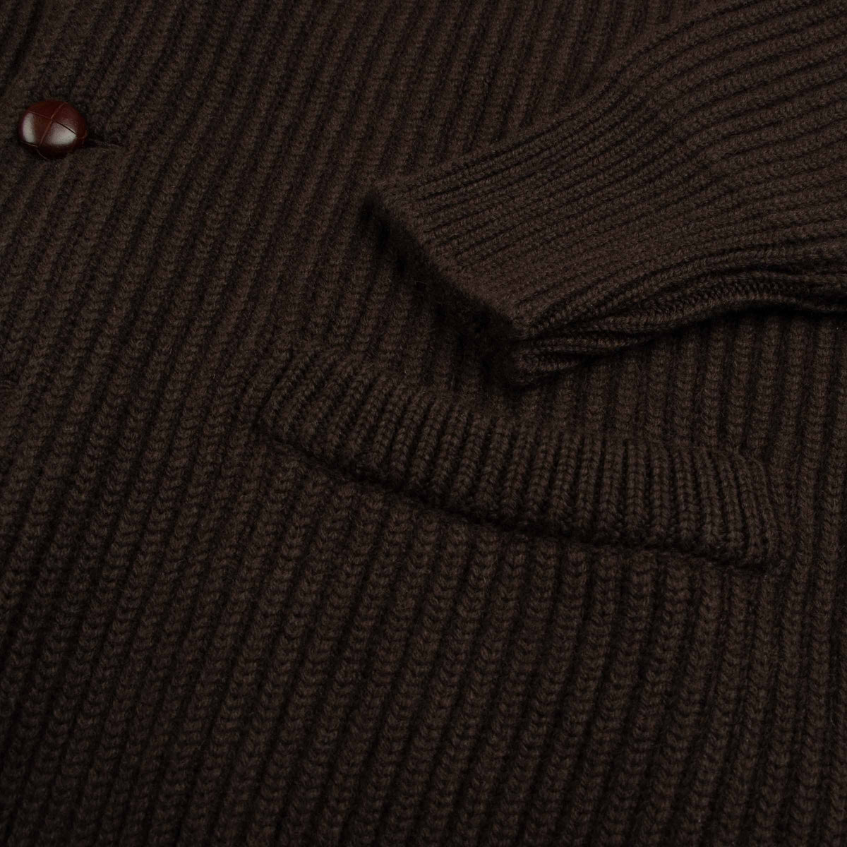 Ebony Brown Colonial 8ply Cashmere Shawl Cardigan CASHMERE Robert Old