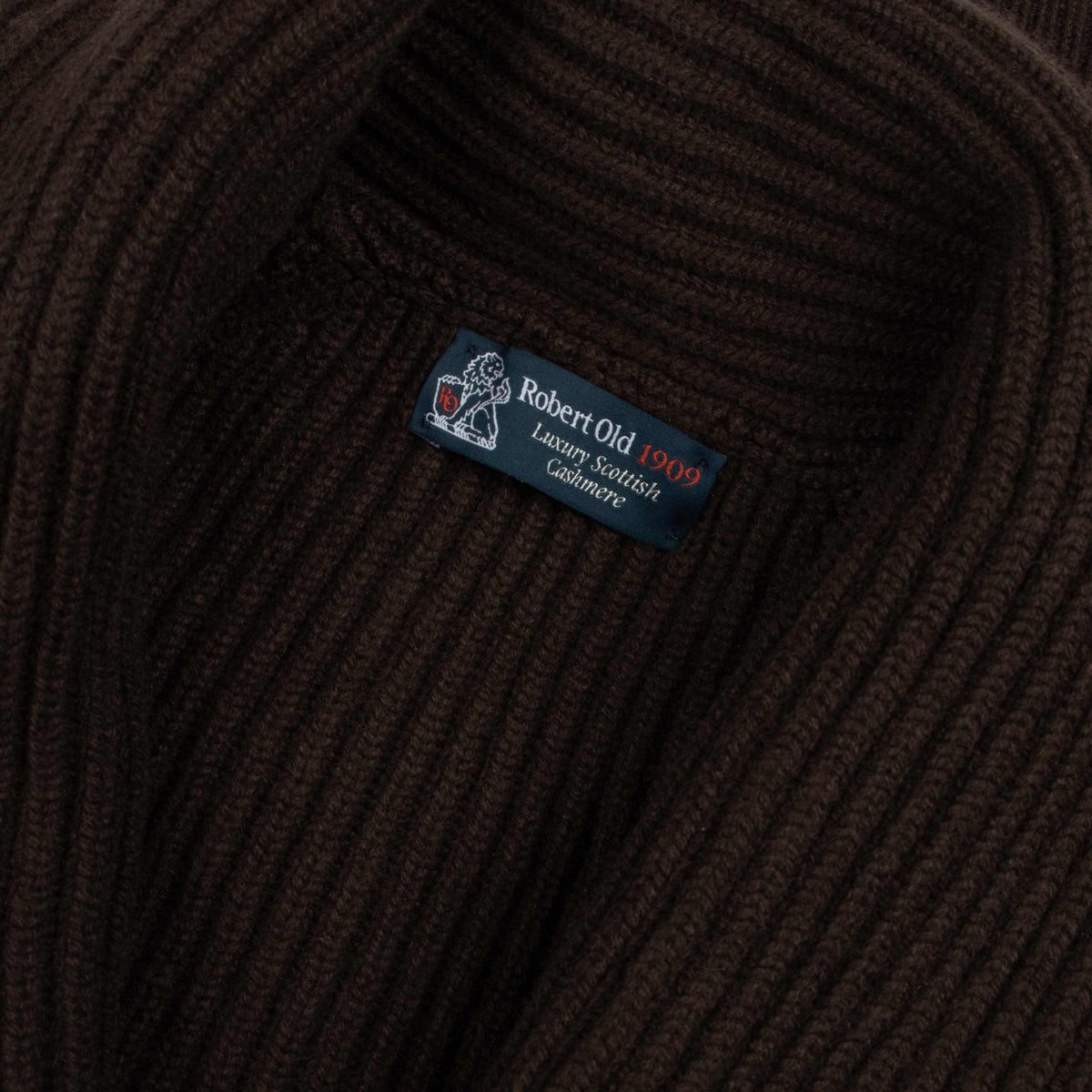Ebony Brown Colonial 8ply Cashmere Shawl Cardigan CASHMERE Robert Old