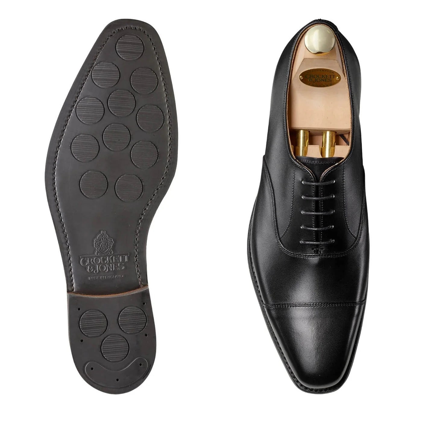 Crockett &amp; Jones - Hallam Black Calf Oxford Shoes City Sole - E Fitting SHOES Crockett &amp; Jones