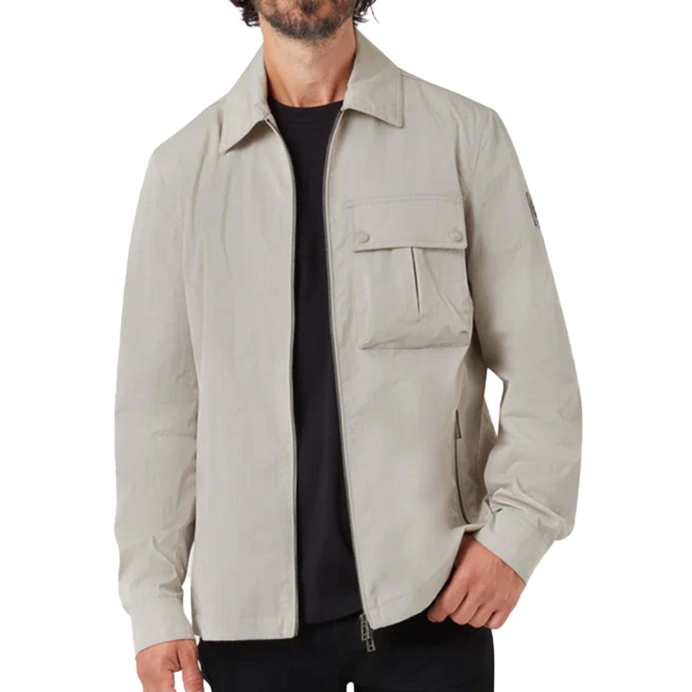 Belstaff - Cement Grey Drome Cotton Gabardine Overshirt BLOUSONS Belstaff