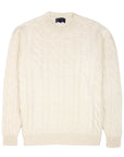 White Undyed Dalmore 8ply Cashmere Cable Crew Neck