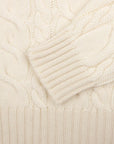 White Undyed Dalmore 8ply Cashmere Cable Crew Neck