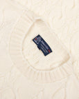 White Undyed Dalmore 8ply Cashmere Cable Crew Neck