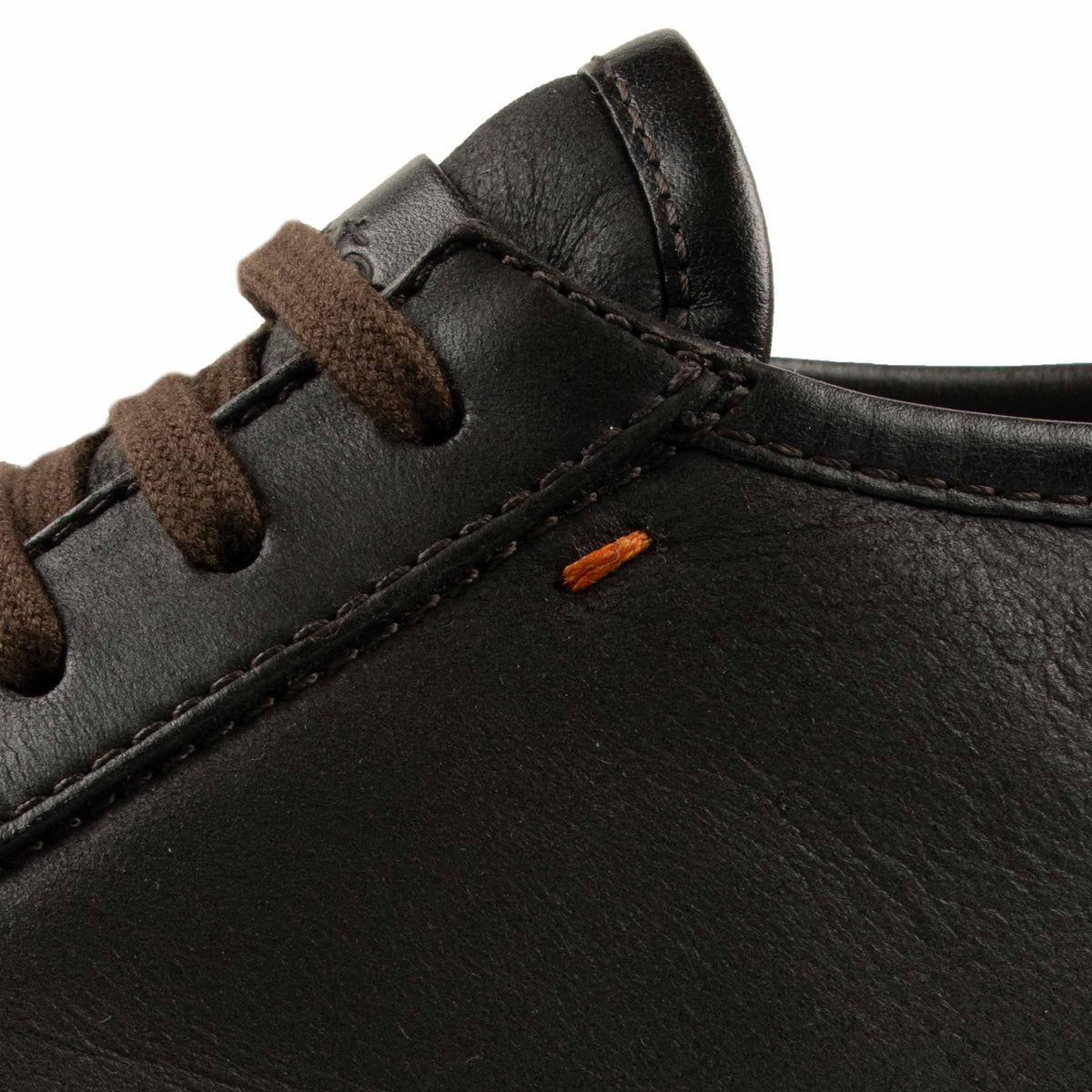 Santoni - Dark Brown Tumbled Leather Fur-lined Sneaker SHOES Santoni