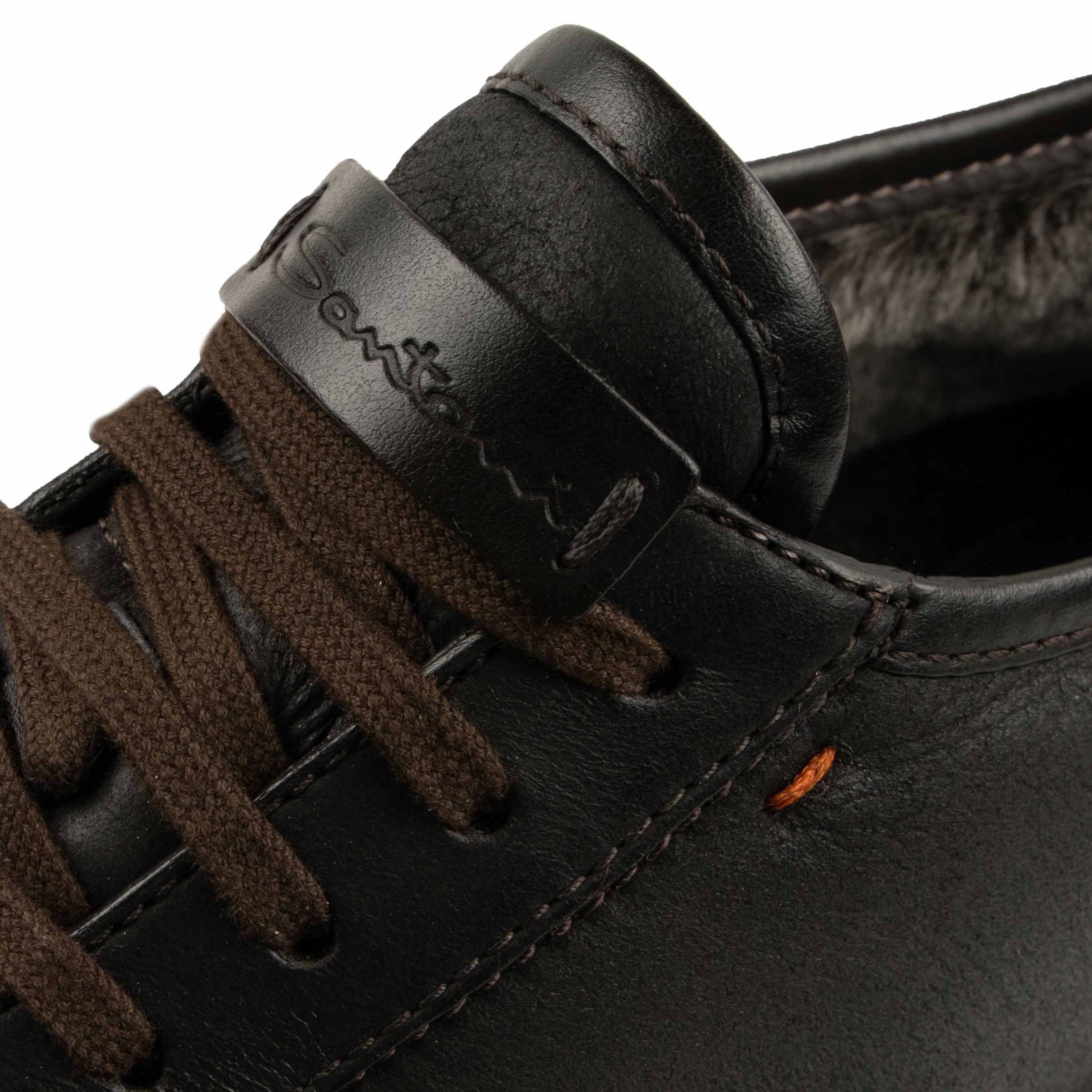 Santoni - Dark Brown Tumbled Leather Fur-lined Sneaker SHOES Santoni