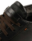 Santoni - Dark Brown Tumbled Leather Fur-lined Sneaker SHOES Santoni