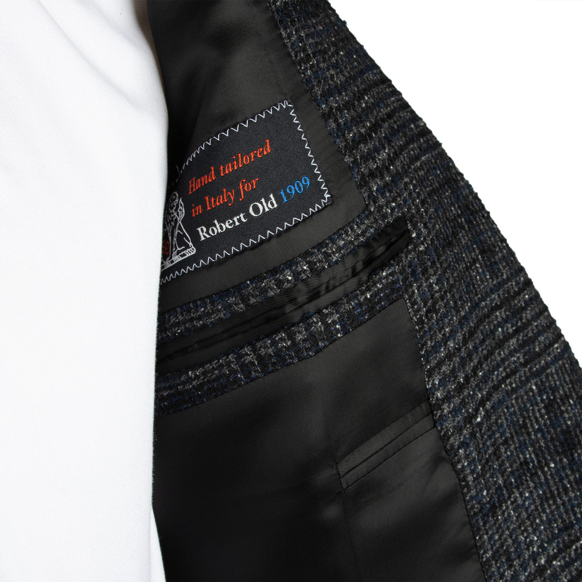 Belvest - Navy &amp; Charcoal Check &#39;Natural Soft&#39; Wool, Silk &amp; Cashmere Jacket JACKETS Belvest