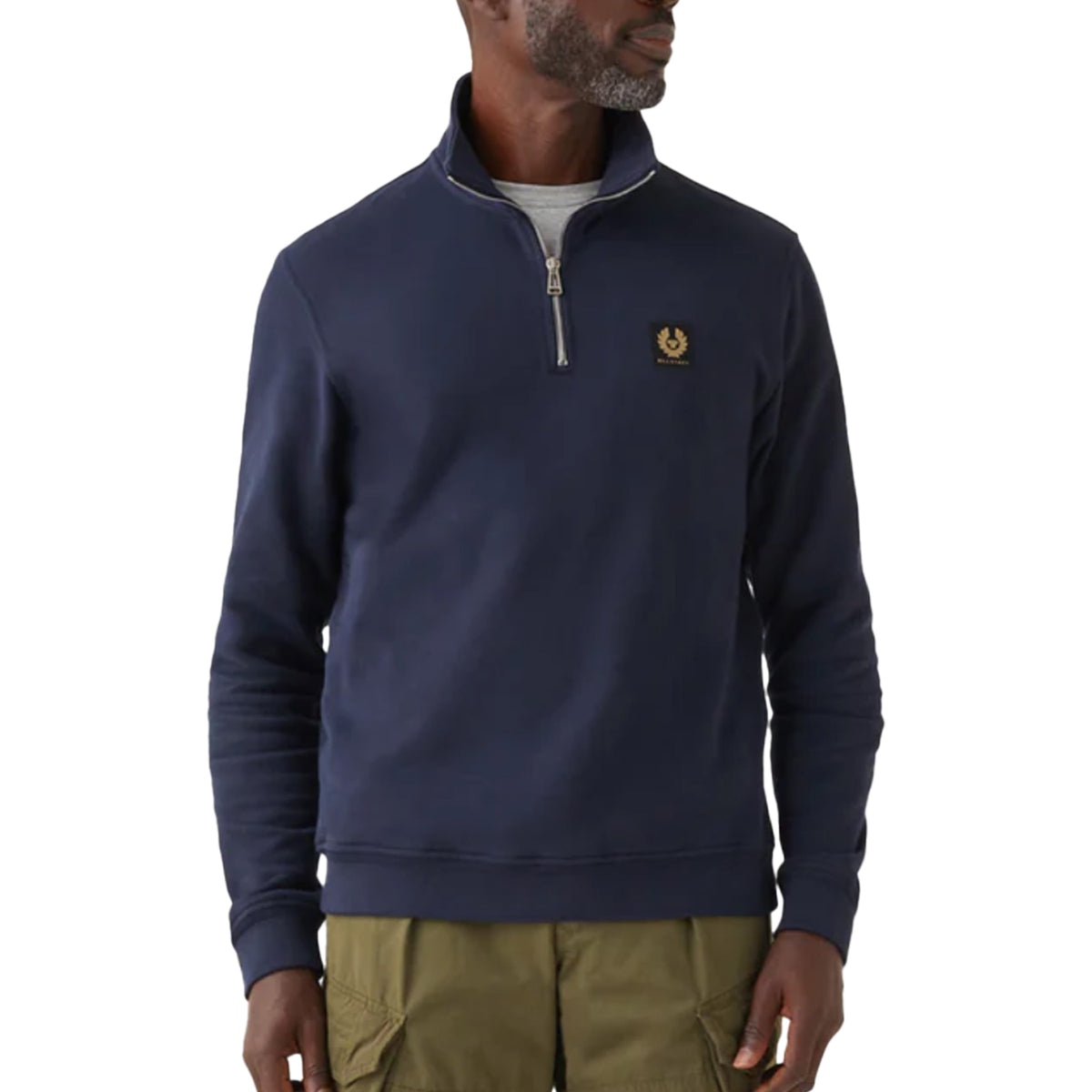 Belstaff - Dark Ink Quarter Zip Cotton Sweatshirt SWEATS Belstaff