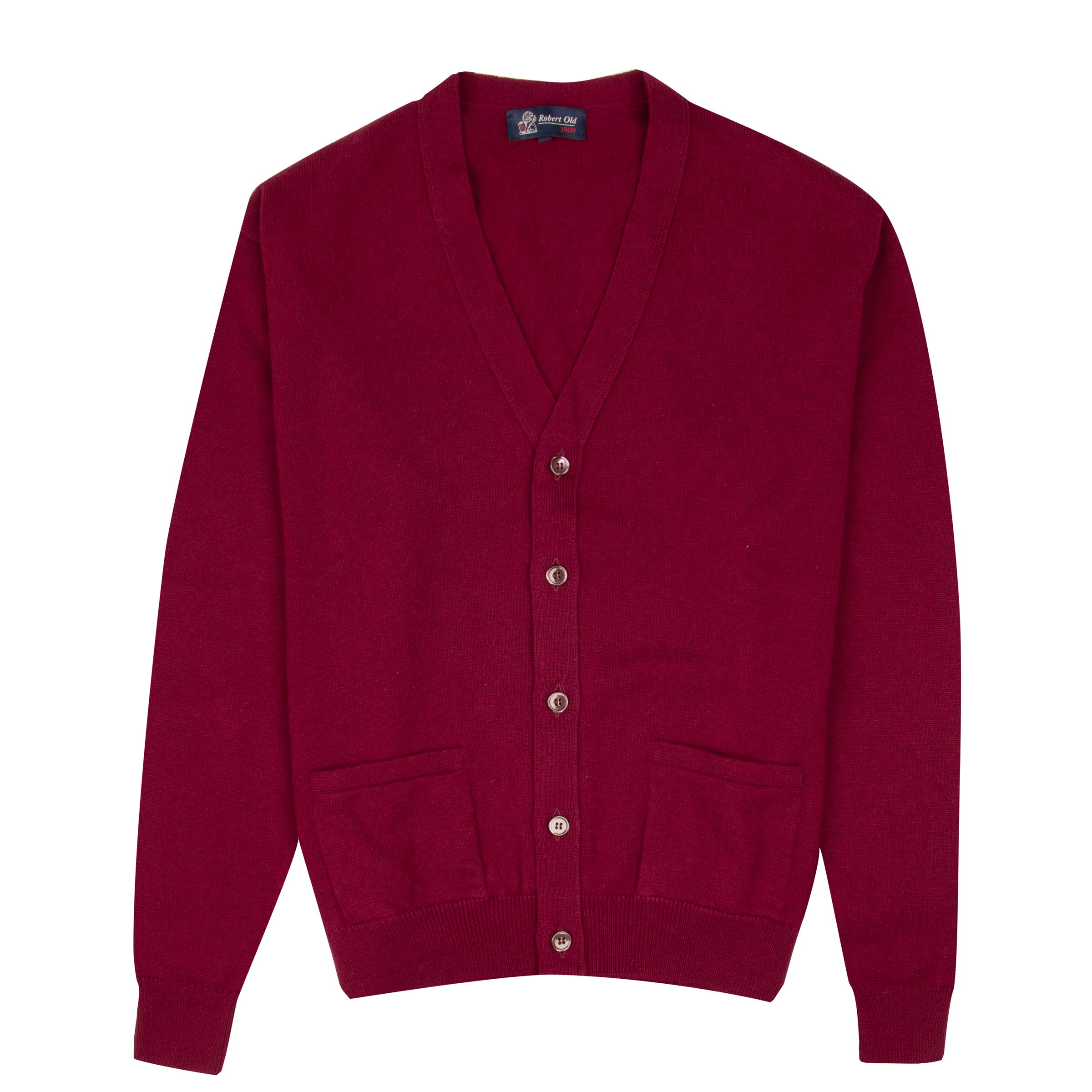 Claret Red Mallaig 4ply Cashmere Cardigan CASHMERE Robert Old