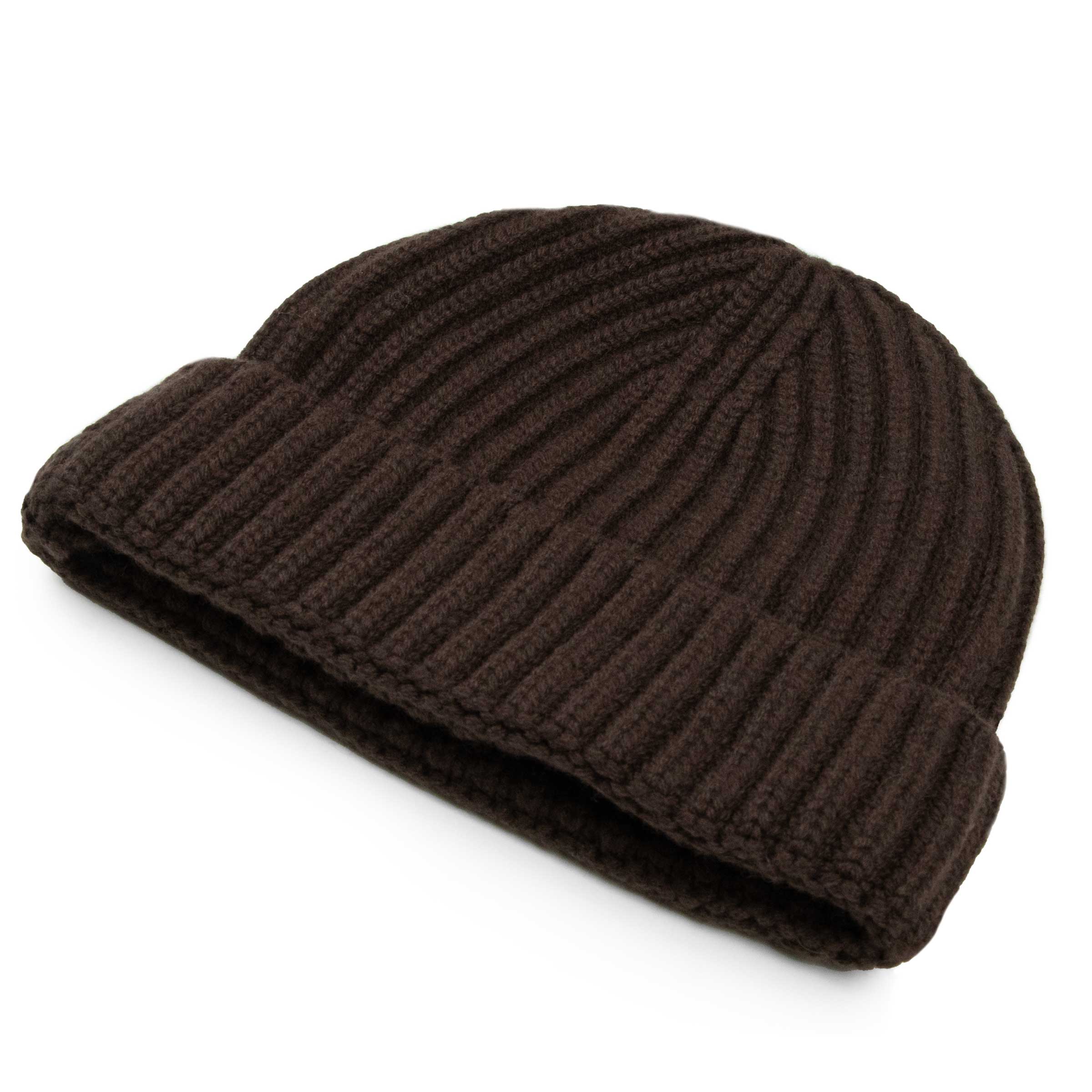 Robert Old - Fisherman Knit 8ply Cashmere Hat - Ebony Brown CAPS & HATS Robert Old