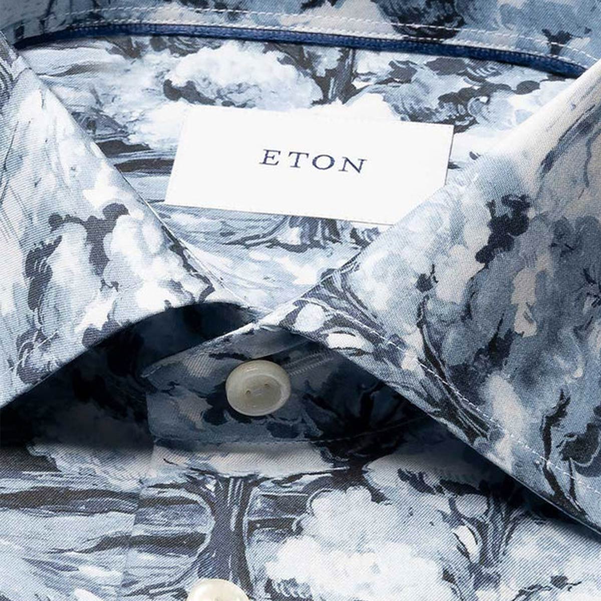 Eton - Blue Handpainted Motif Signature Twill Contemporary Fit Shirt L/S SHIRTS Eton