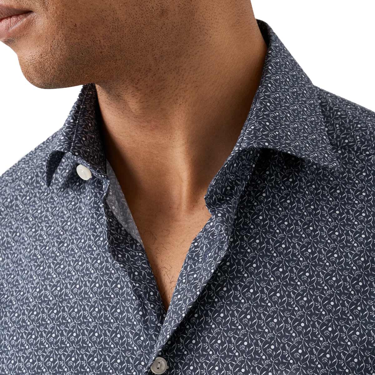 Eton - Dark Blue Micro Floral Signature Twill Slim Fit Shirt L/S SHIRTS Eton
