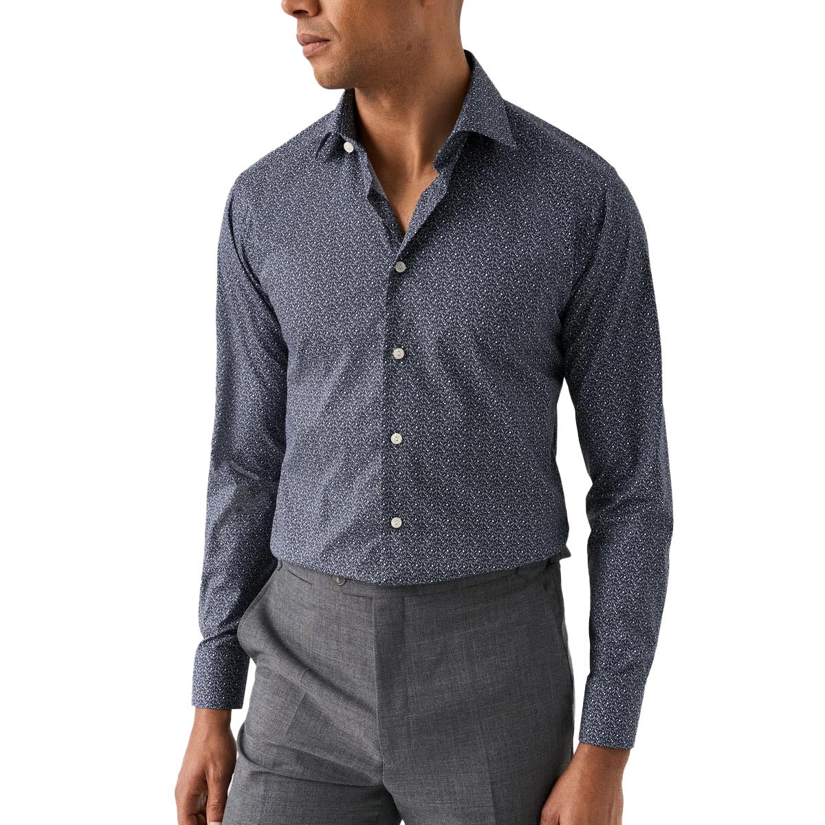 Eton - Dark Blue Micro Floral Signature Twill Slim Fit Shirt L/S SHIRTS Eton