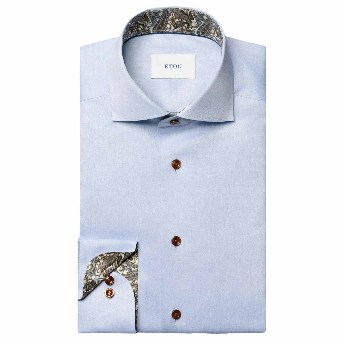 Eton - Light Blue Paisley Contrast Signature Twill Contemporary Fit Shirt L/S SHIRTS Eton