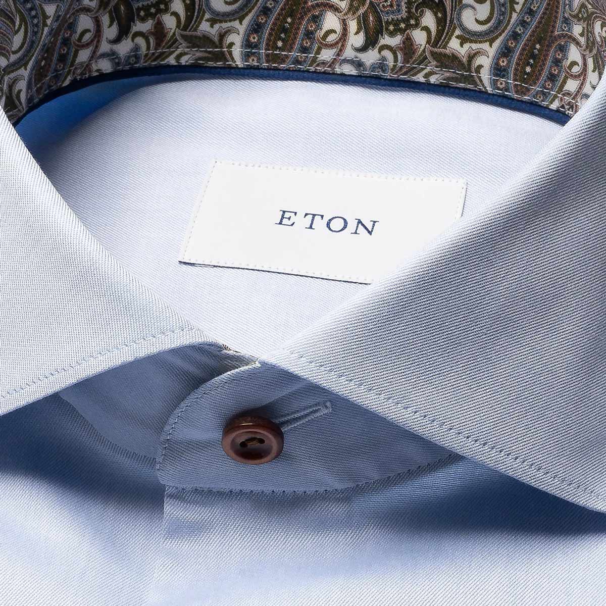 Eton - Light Blue Paisley Contrast Signature Twill Contemporary Fit Shirt L/S SHIRTS Eton