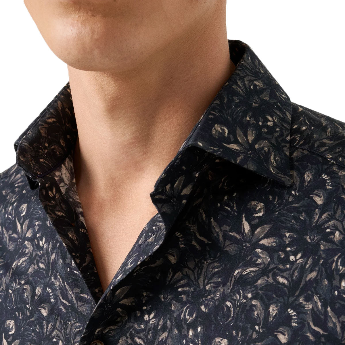 Eton - Dark Navy Floral Signature Twill Contemporary Fit Shirt L/S SHIRTS Eton