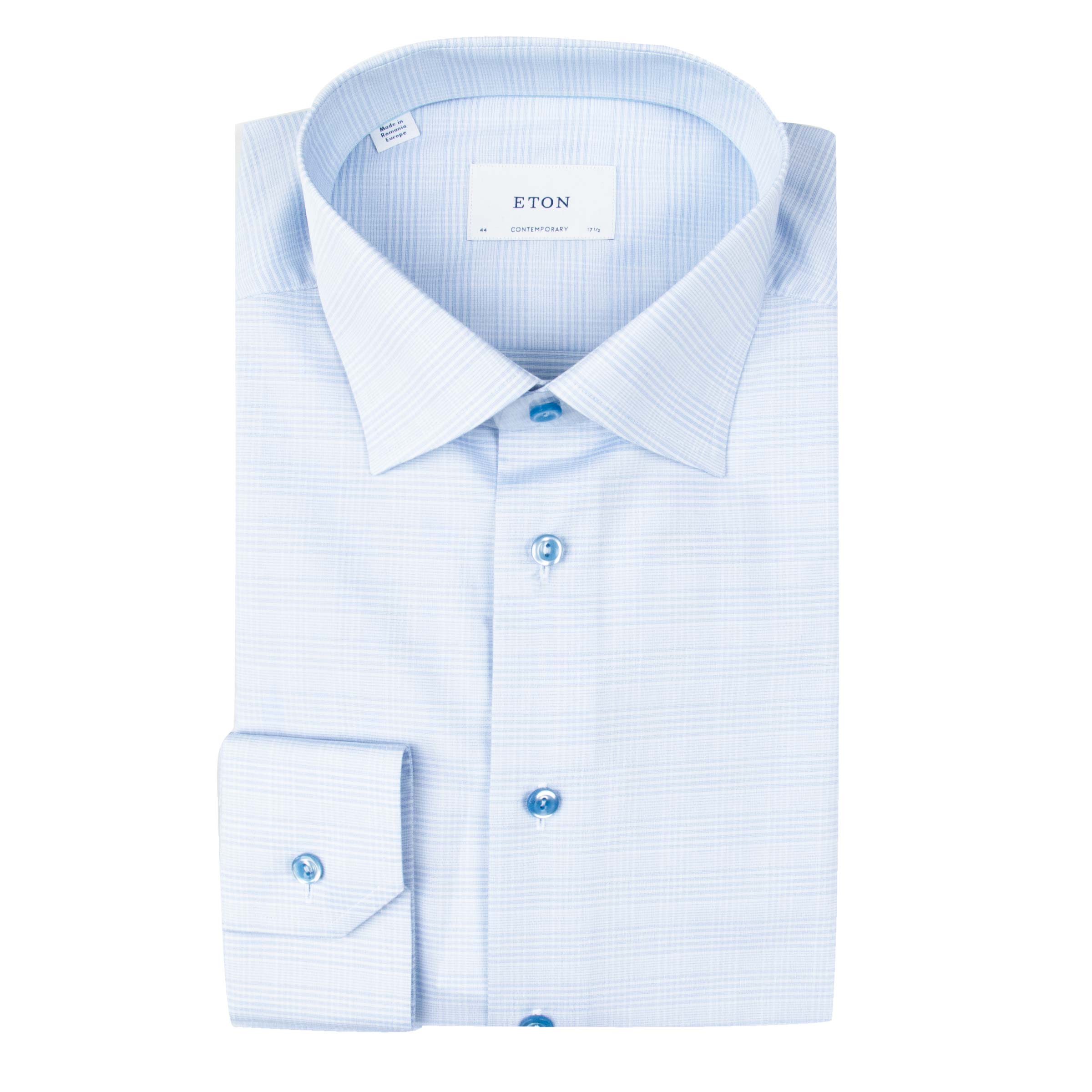 Eton - Blue Prince of Wales Check Twill Contemporary Fit Shirt L/S SHIRTS Eton