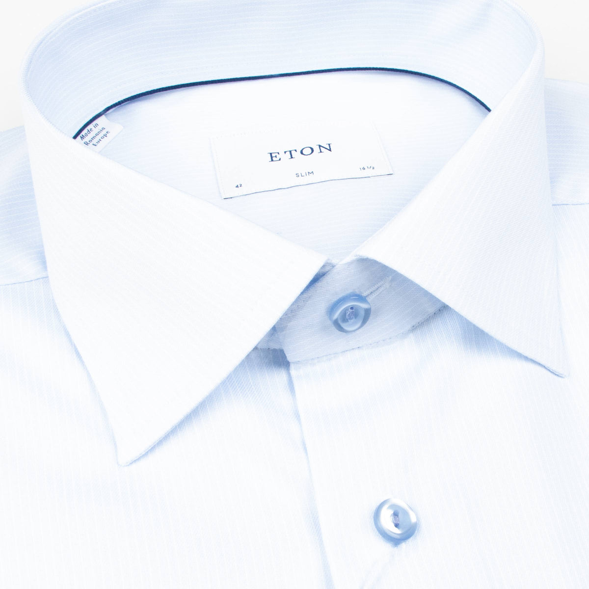 Eton - Light Blue Stripe Cotton and TENCEL™ Lyocell Slim Fit shirt L/S SHIRTS Eton