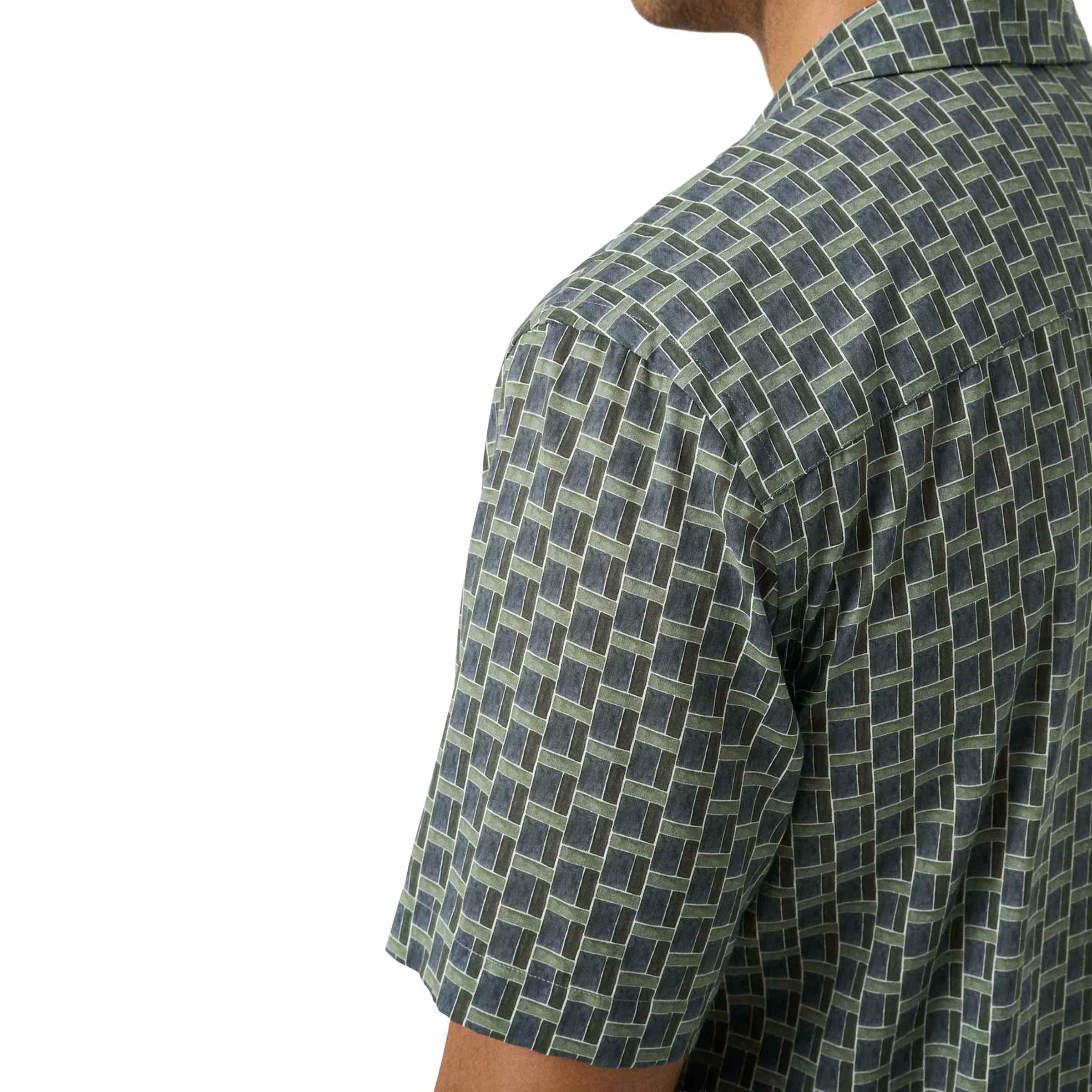 Eton - Green Geometric Print Resort Short Sleeve Shirt S/S SHIRTS Eton