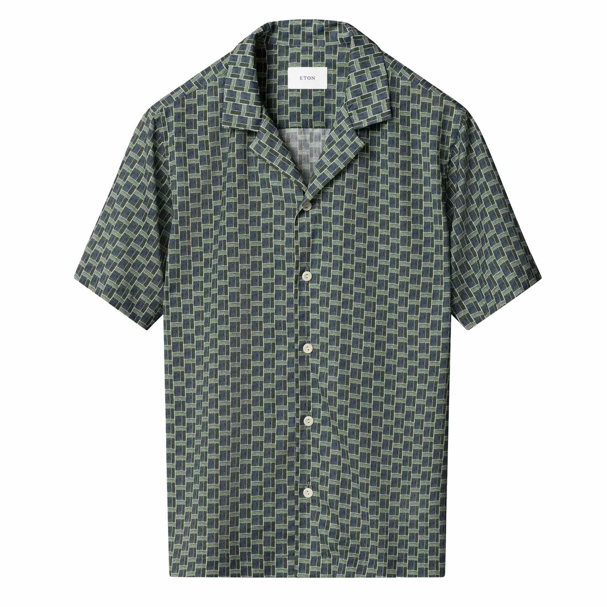 Eton - Green Geometric Print Resort Short Sleeve Shirt S/S SHIRTS Eton