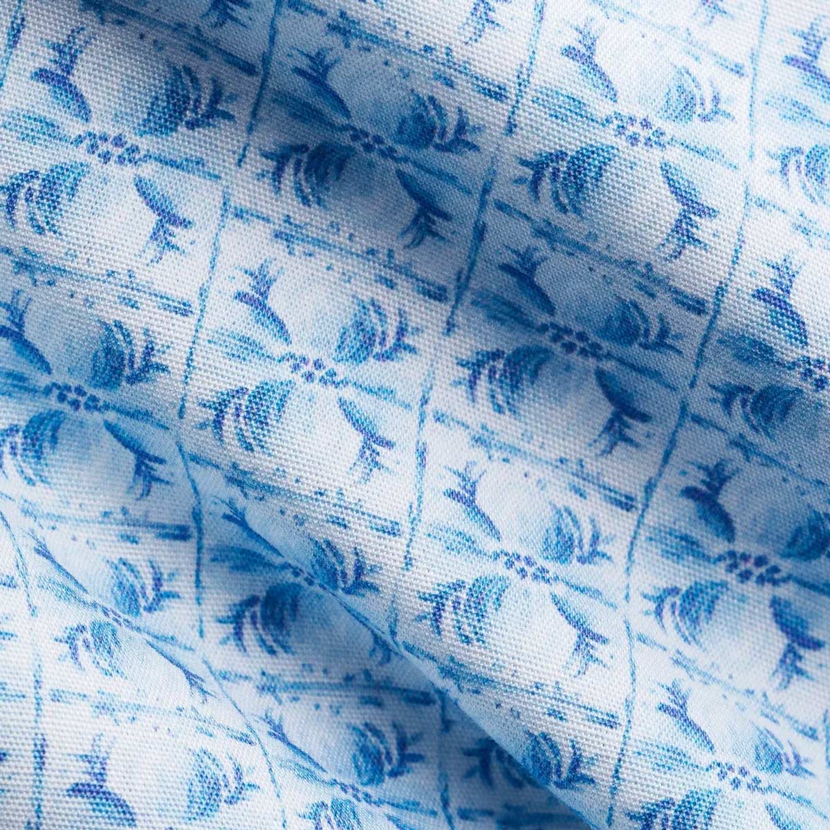 Eton - Light Blue Floral Signature Poplin Slim Fit Shirt L/S SHIRTS Eton