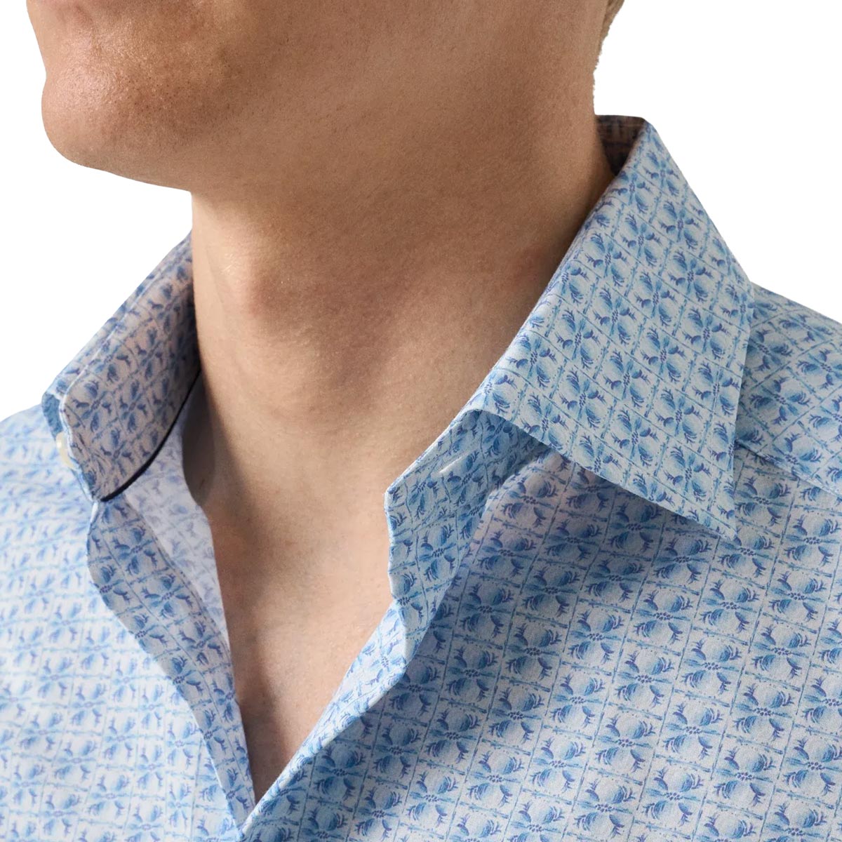 Eton - Light Blue Floral Signature Poplin Slim Fit Shirt L/S SHIRTS Eton