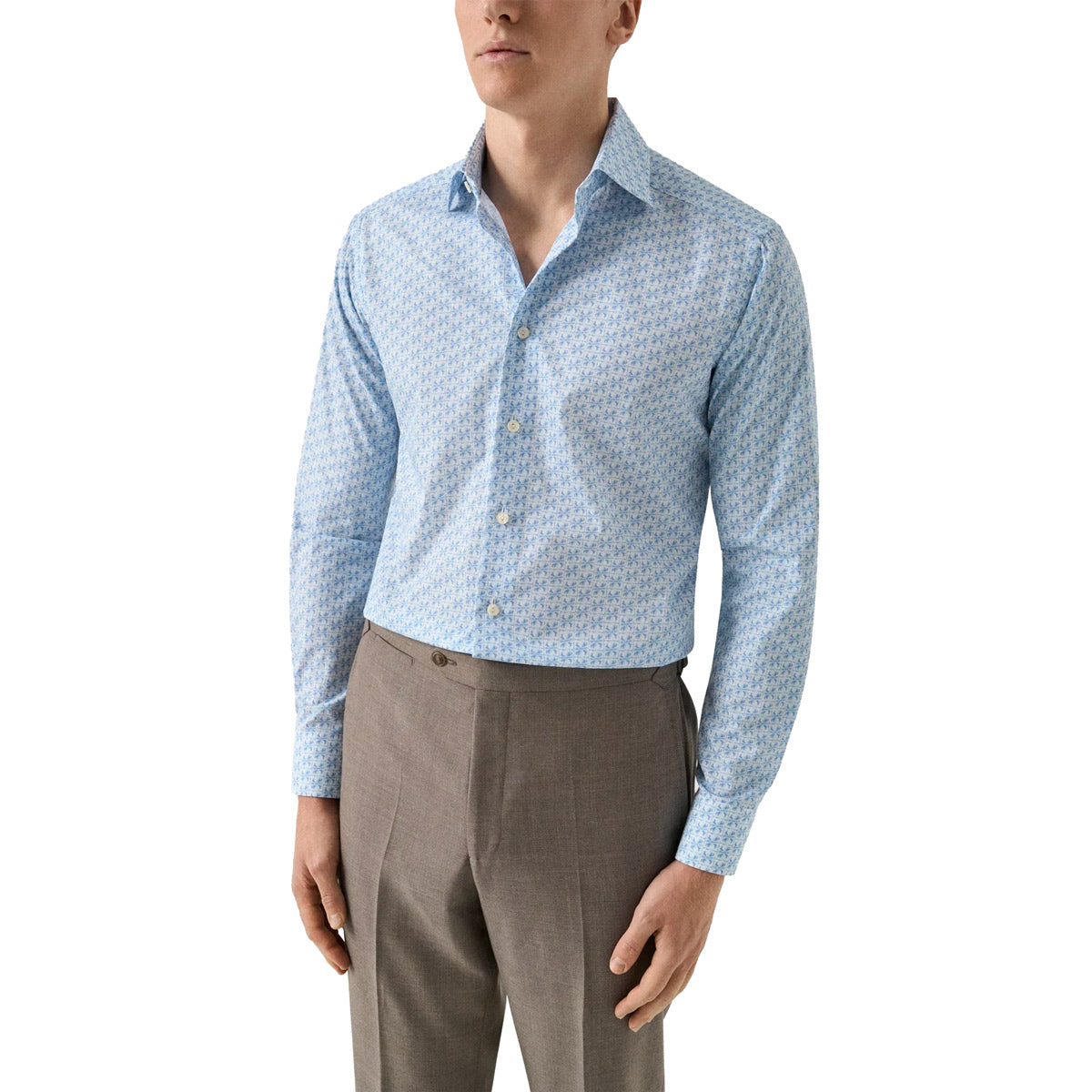 Eton - Light Blue Floral Signature Poplin Slim Fit Shirt L/S SHIRTS Eton