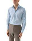 Eton - Light Blue Floral Signature Poplin Slim Fit Shirt L/S SHIRTS Eton