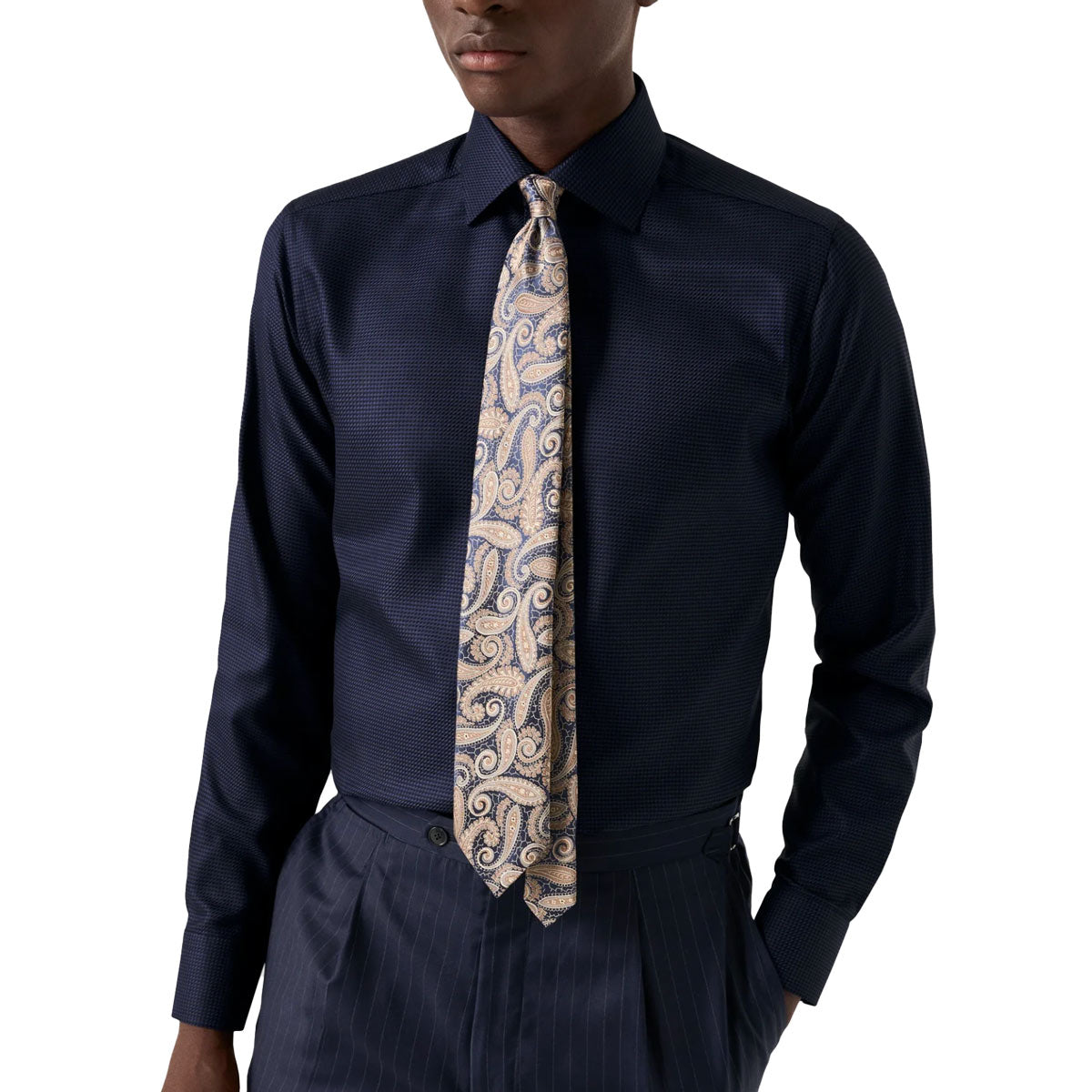 Eton - Navy Houndstooth King Twill Cotton Contemporary Fit Shirt L/S SHIRTS Eton