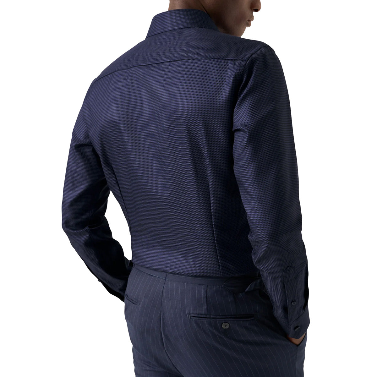 Eton - Navy Houndstooth King Twill Cotton Contemporary Fit Shirt L/S SHIRTS Eton