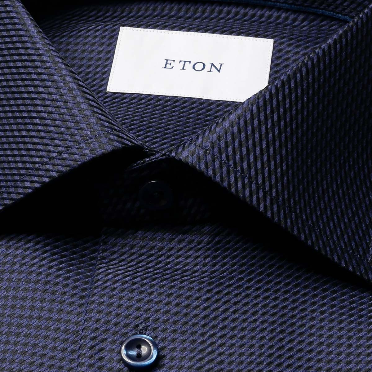 Eton - Navy Houndstooth King Twill Cotton Contemporary Fit Shirt L/S SHIRTS Eton