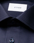 Eton - Navy Houndstooth King Twill Cotton Contemporary Fit Shirt L/S SHIRTS Eton