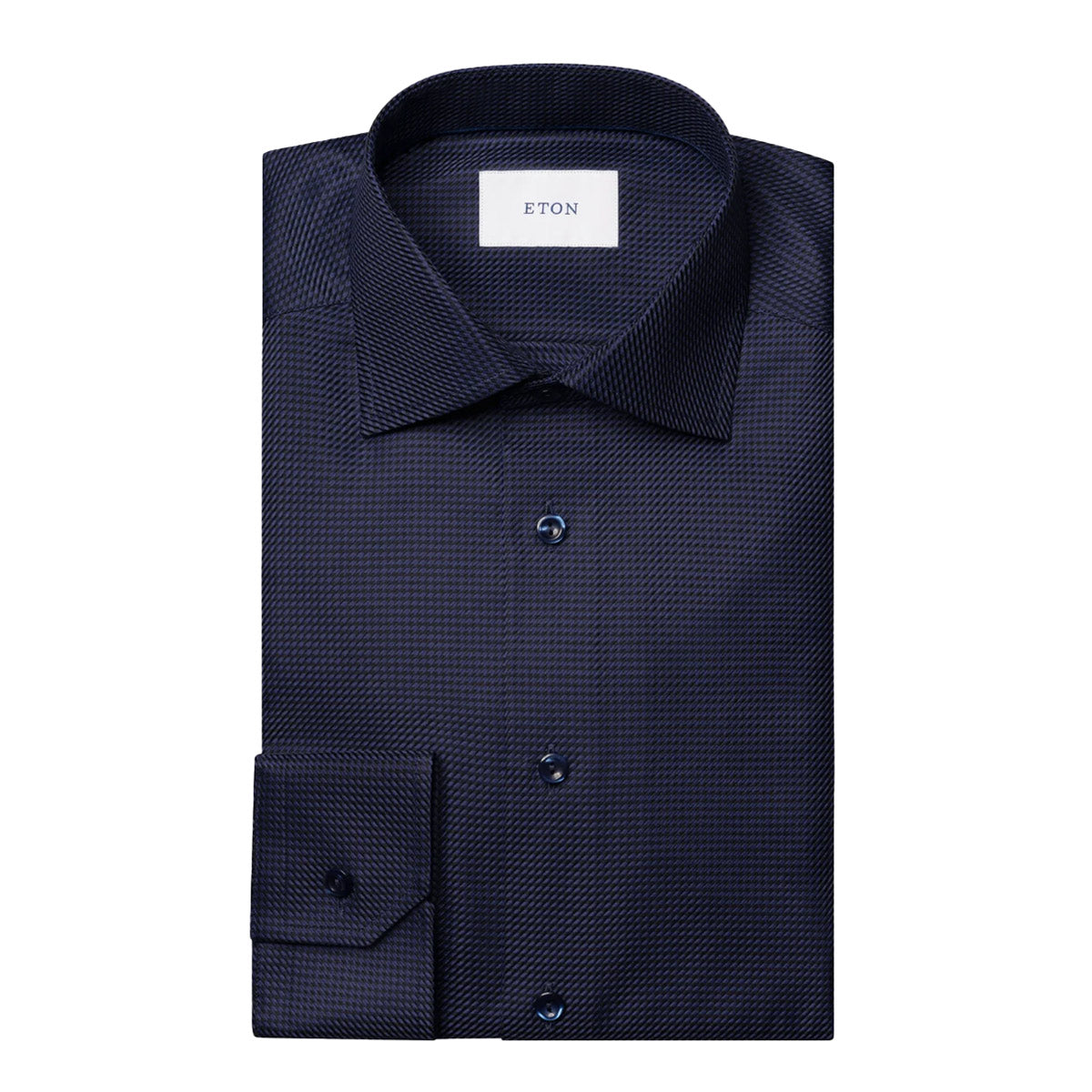 Eton - Navy Houndstooth King Twill Cotton Contemporary Fit Shirt L/S SHIRTS Eton